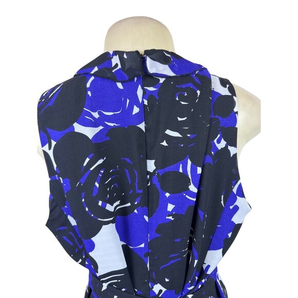 Trulli Women’s Blue Floral Sleeveless A-Line Dress With Ruffled Neckline Sz M - Picture 5 of 9